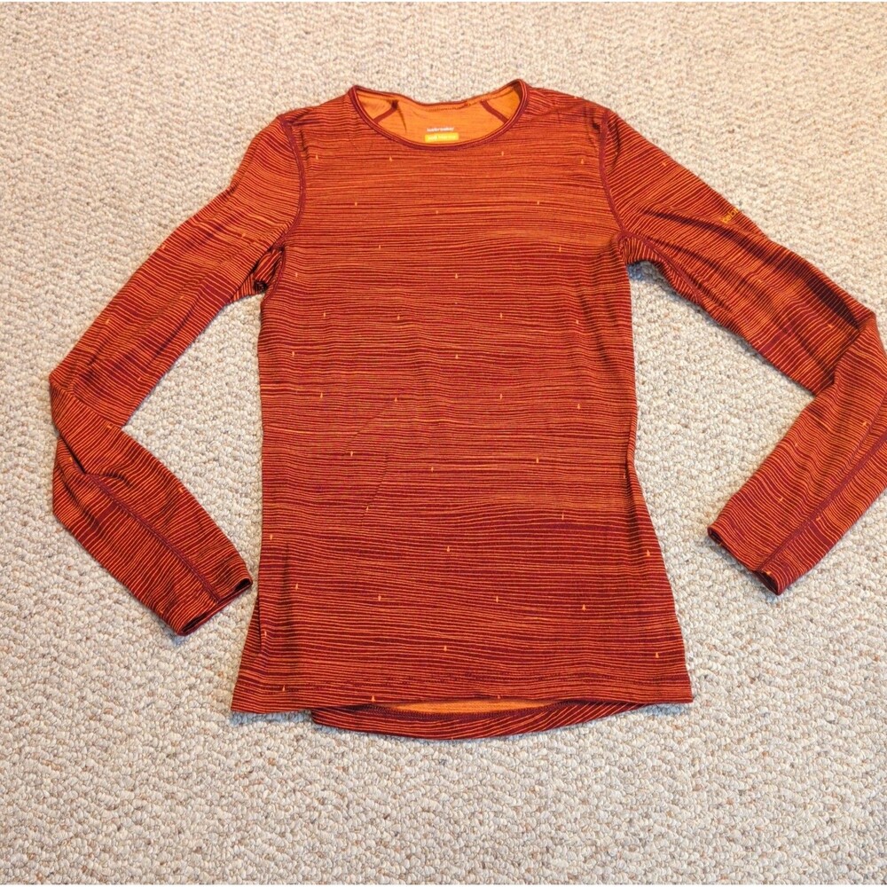 Icebreaker Merino Wool 200 Base Layer Top Shirt Womens XS Orange Performance